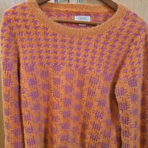 Anthropologie Orange and Purple Patterned Sweater